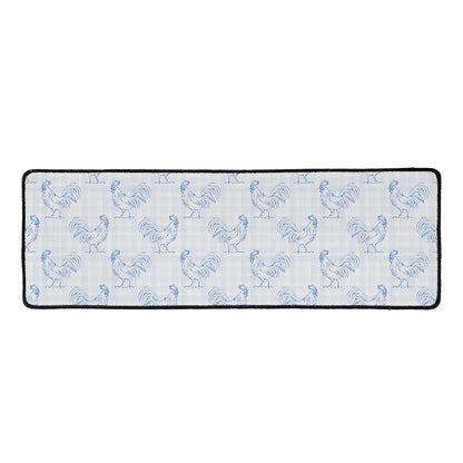 Rooster Plaid Pattern Print Long Kitchen Mat