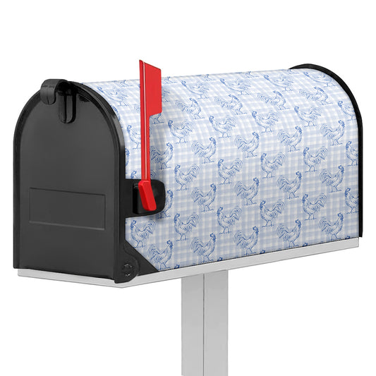 Rooster Plaid Pattern Print Mailbox Cover
