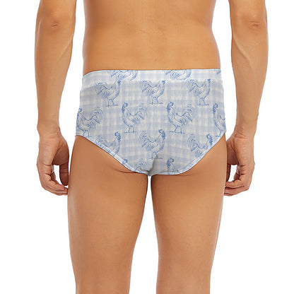 Rooster Plaid Pattern Print Men's Briefs