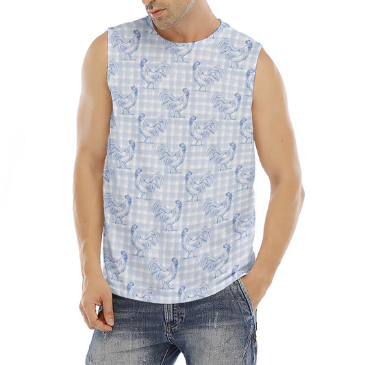 Rooster Plaid Pattern Print Men's Fitness Tank Top
