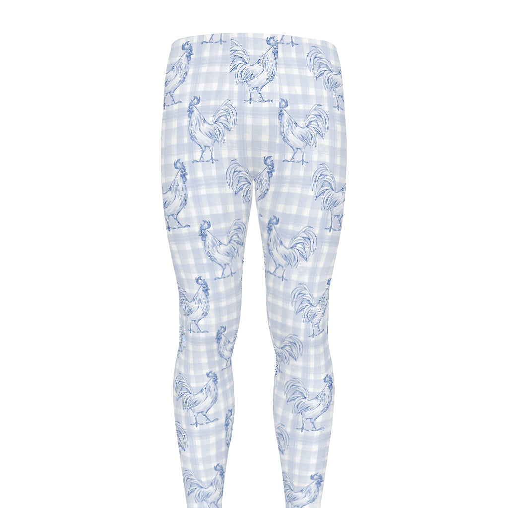Rooster Plaid Pattern Print Men's leggings