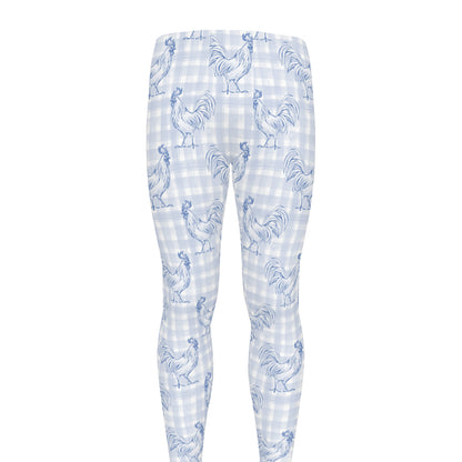 Rooster Plaid Pattern Print Men's leggings