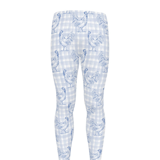 Rooster Plaid Pattern Print Men's leggings