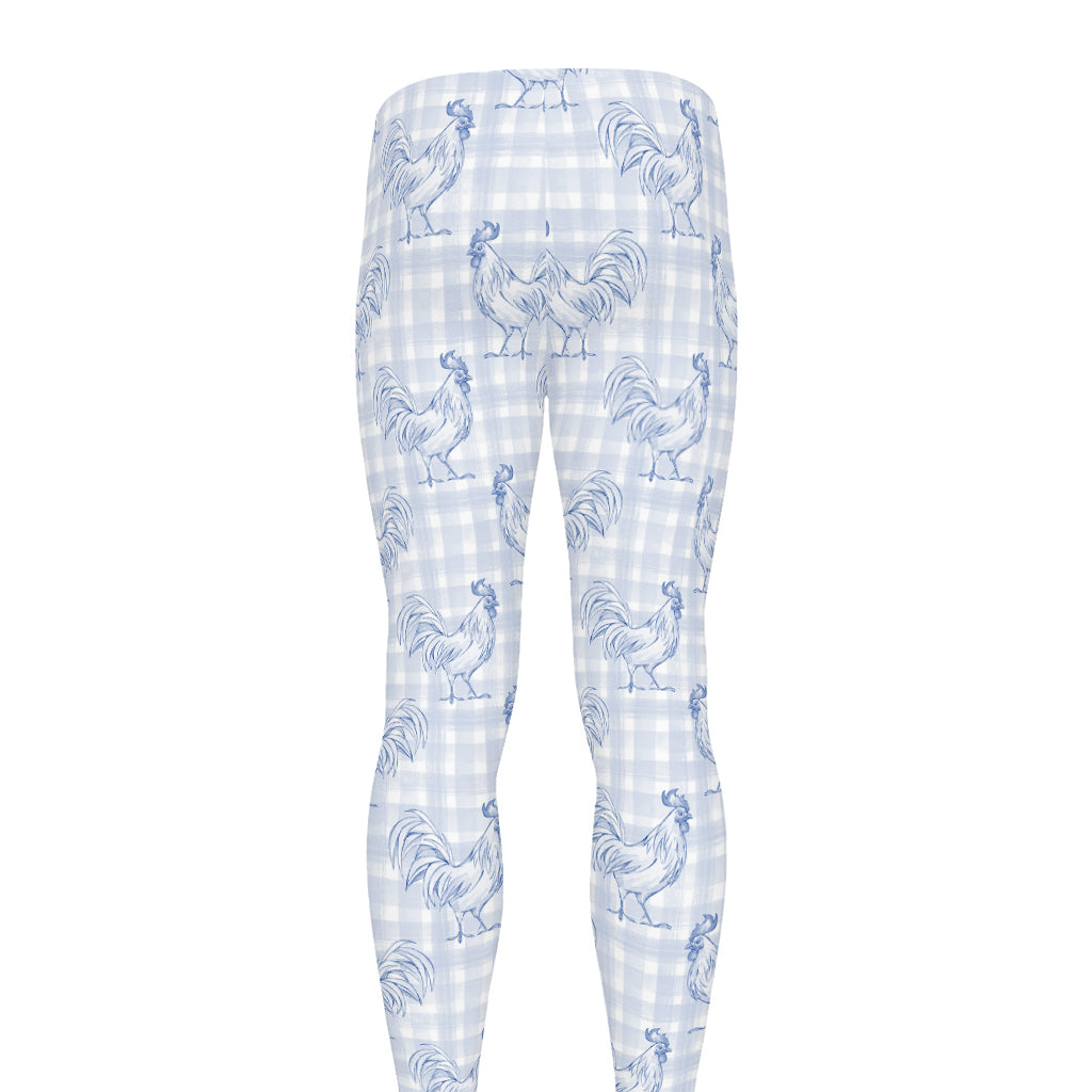 Rooster Plaid Pattern Print Men's leggings