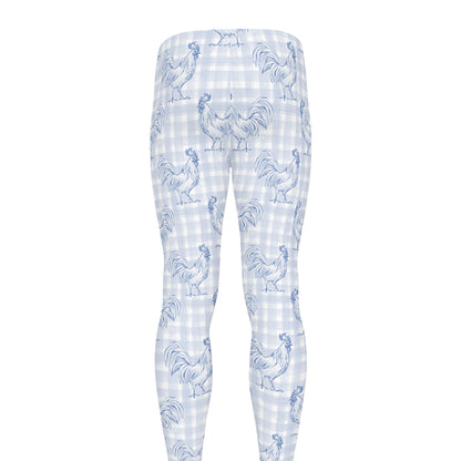 Rooster Plaid Pattern Print Men's leggings