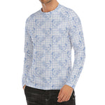 Rooster Plaid Pattern Print Men's Long Sleeve Rash Guard