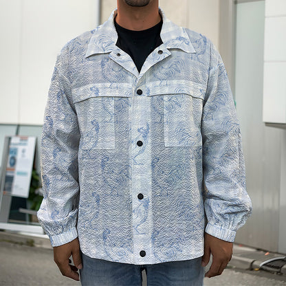 Rooster Plaid Pattern Print Men's Shirt Jacket