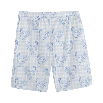 Rooster Plaid Pattern Print Men's Sports Shorts