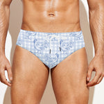 Rooster Plaid Pattern Print Men's Swim Briefs