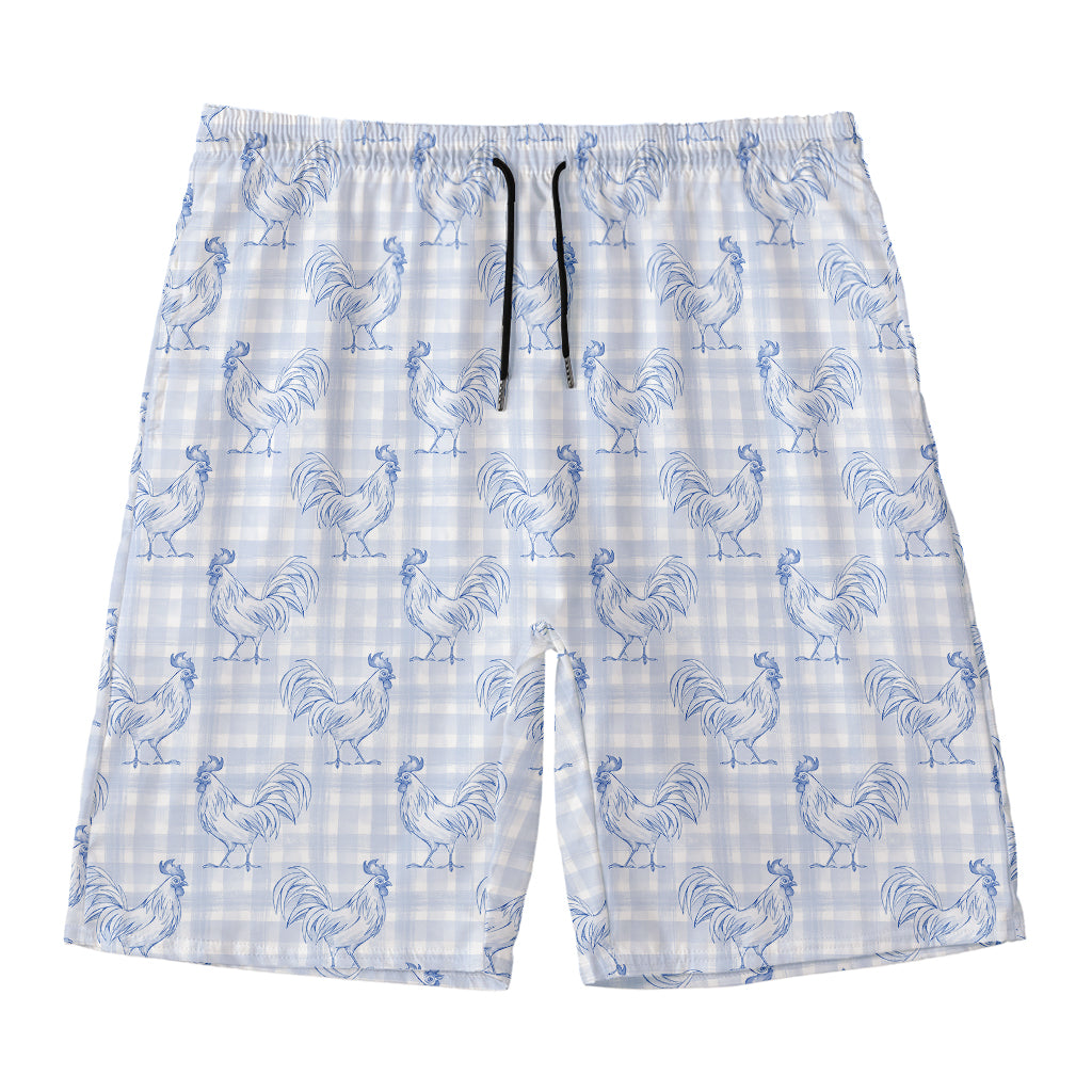 Rooster Plaid Pattern Print Men's Swim Trunks