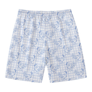 Rooster Plaid Pattern Print Men's Swim Trunks