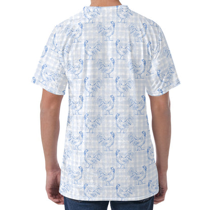 Rooster Plaid Pattern Print Men's Velvet T-Shirt