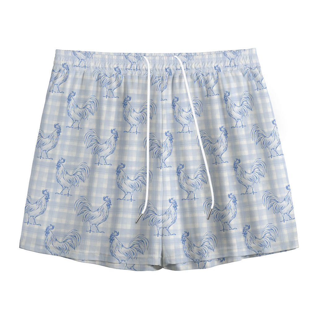 Rooster Plaid Pattern Print Mesh Shorts