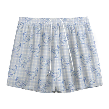Rooster Plaid Pattern Print Mesh Shorts