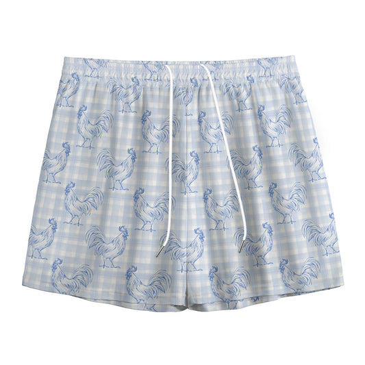 Rooster Plaid Pattern Print Mesh Shorts