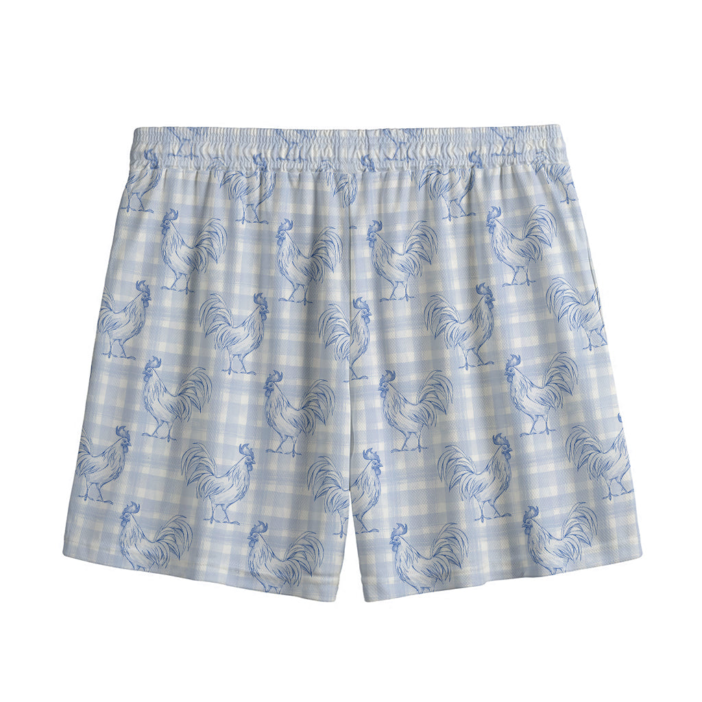 Rooster Plaid Pattern Print Mesh Shorts