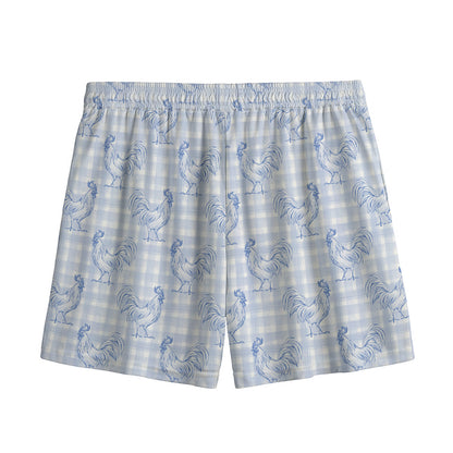 Rooster Plaid Pattern Print Mesh Shorts