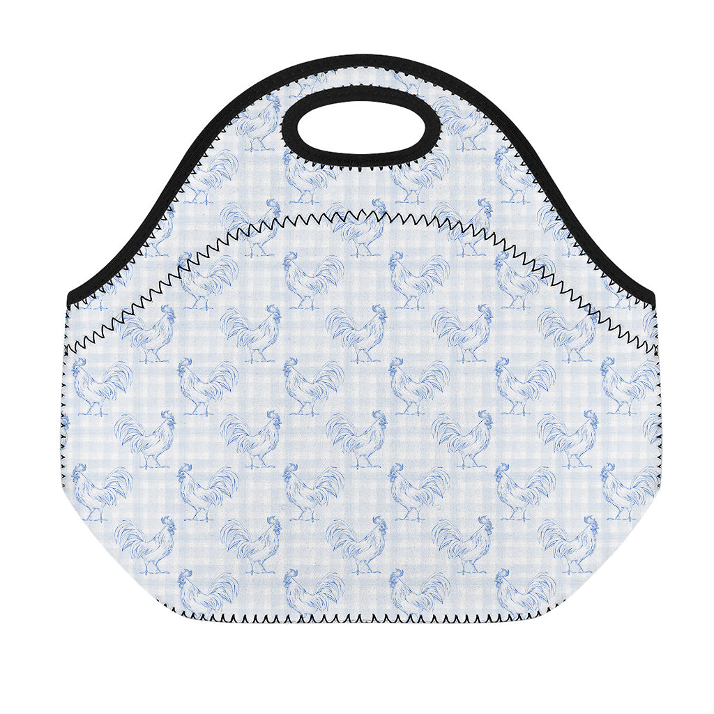 Rooster Plaid Pattern Print Neoprene Lunch Bag