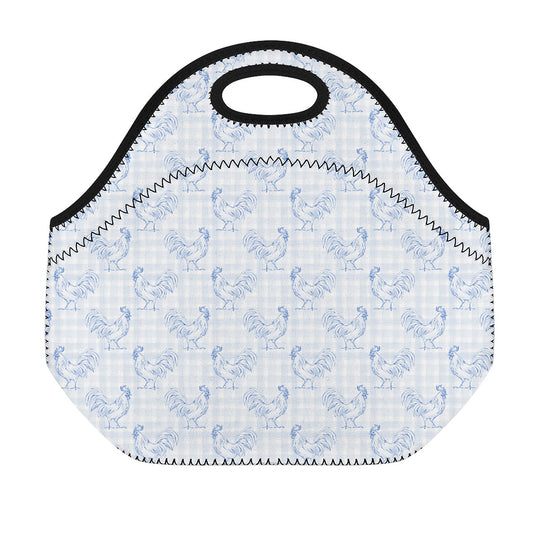 Rooster Plaid Pattern Print Neoprene Lunch Bag