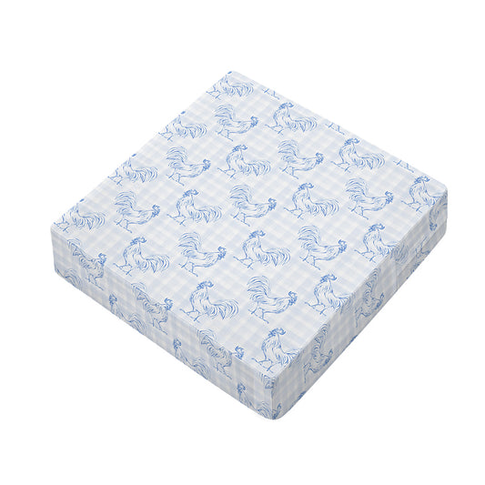 Rooster Plaid Pattern Print Outdoor Seat Cushion Cover