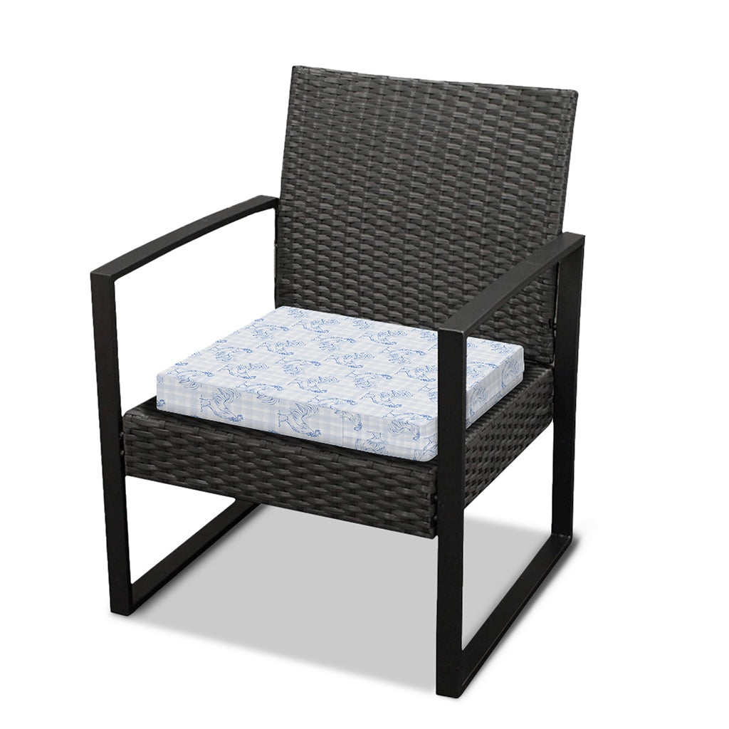 Rooster Plaid Pattern Print Outdoor Seat Cushion Cover