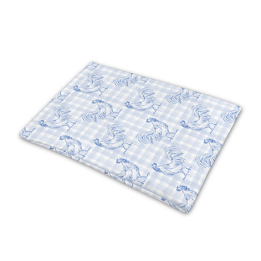 Rooster Plaid Pattern Print Pet Cooling Mat Cover