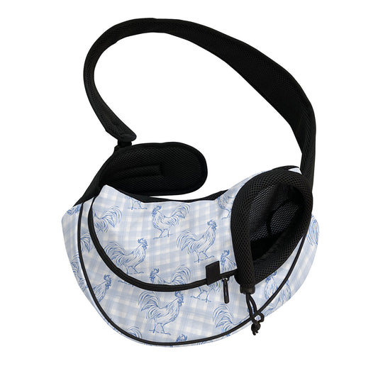 Rooster Plaid Pattern Print Pet Sling Carrier