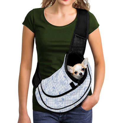 Rooster Plaid Pattern Print Pet Sling Carrier