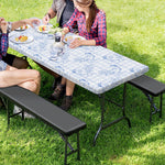 Rooster Plaid Pattern Print Picnic Table Cover