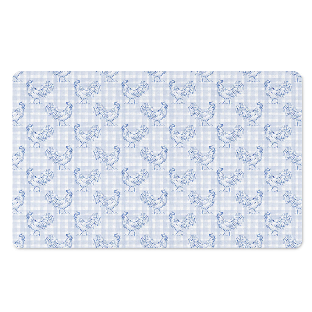 Rooster Plaid Pattern Print Polyester Doormat