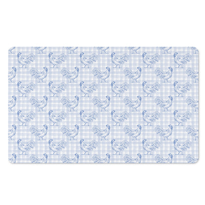 Rooster Plaid Pattern Print Polyester Doormat