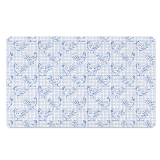Rooster Plaid Pattern Print Polyester Doormat