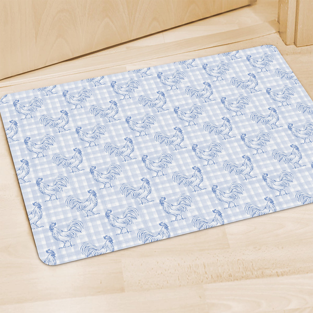 Rooster Plaid Pattern Print Polyester Doormat