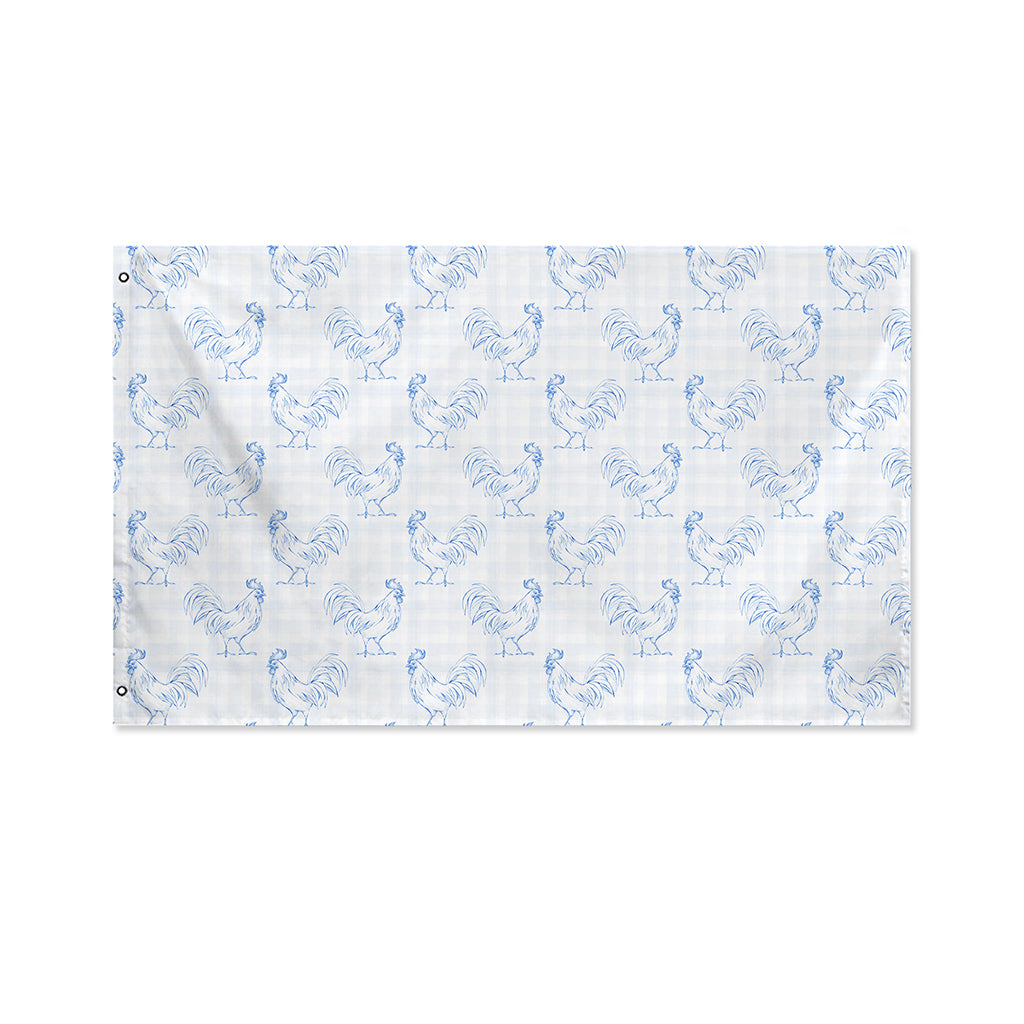Rooster Plaid Pattern Print Polyester Flag