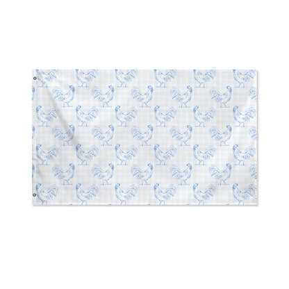 Rooster Plaid Pattern Print Polyester Flag