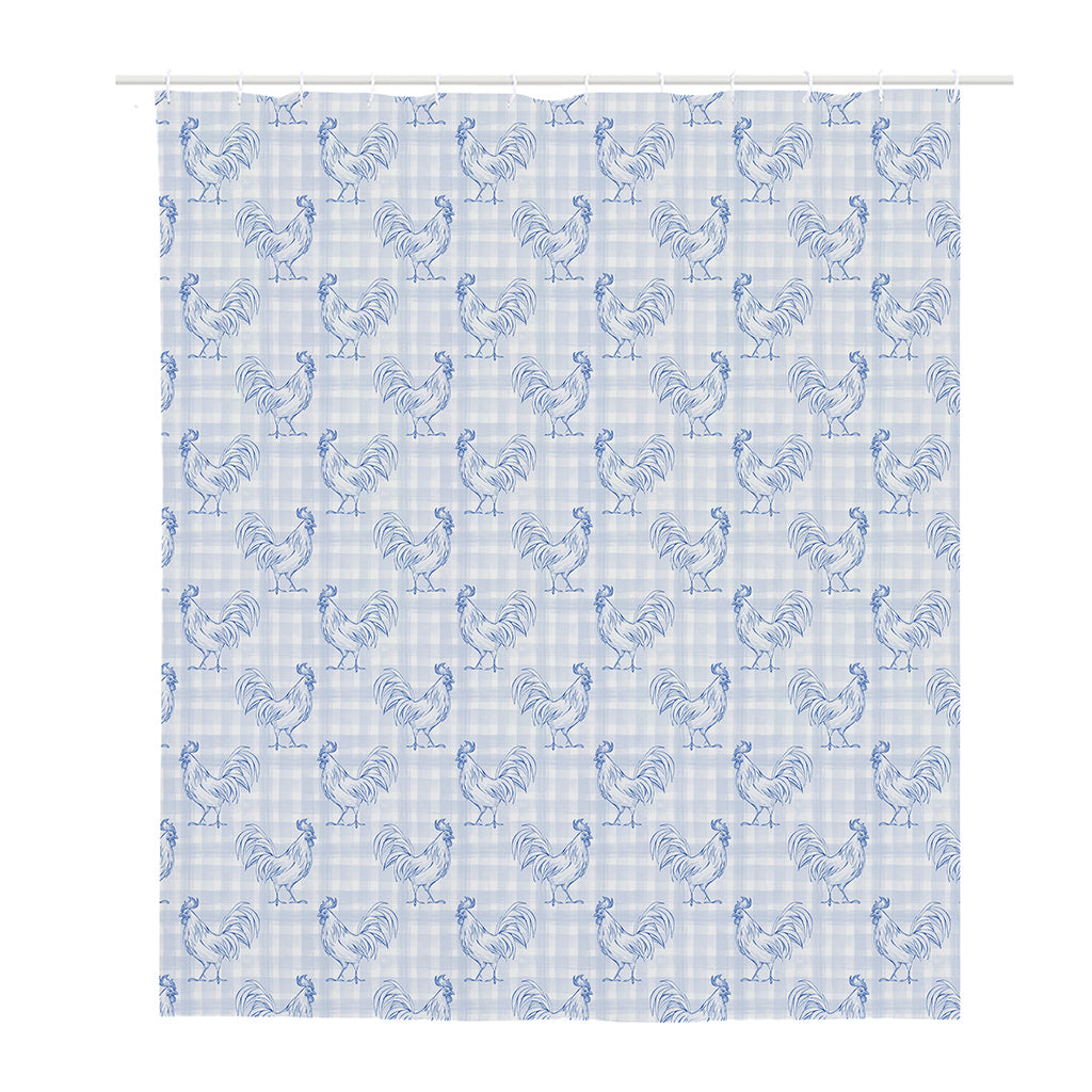 Rooster Plaid Pattern Print Polyester Shower Curtain
