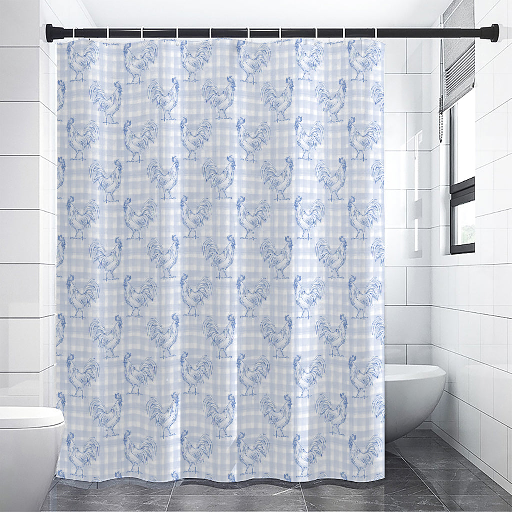 Rooster Plaid Pattern Print Premium Shower Curtain