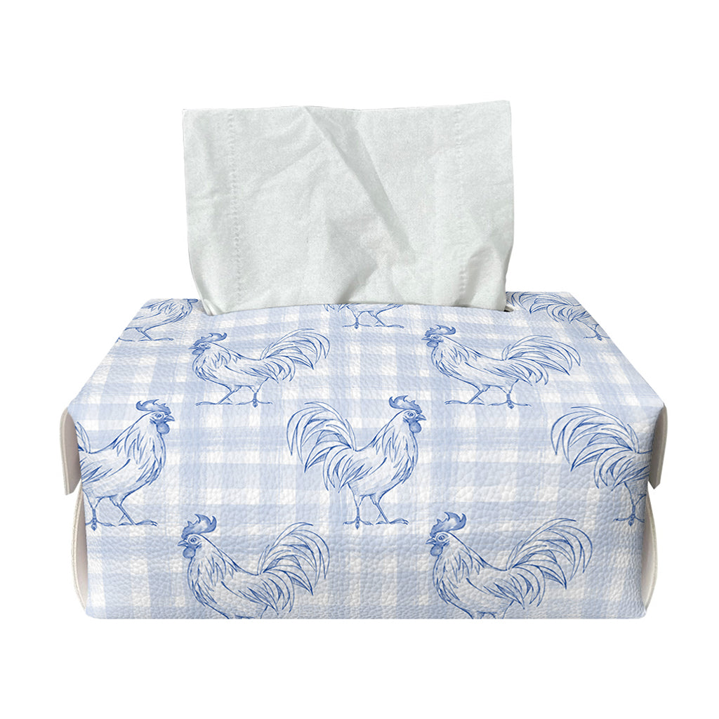 Rooster Plaid Pattern Print Rectangle Tissue Box Cover