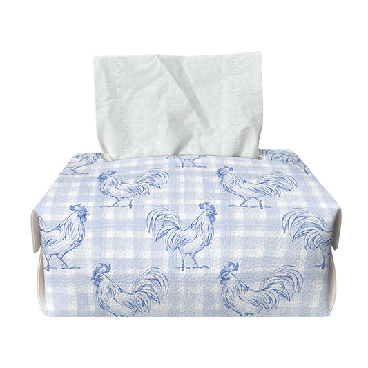 Rooster Plaid Pattern Print Rectangle Tissue Box Cover