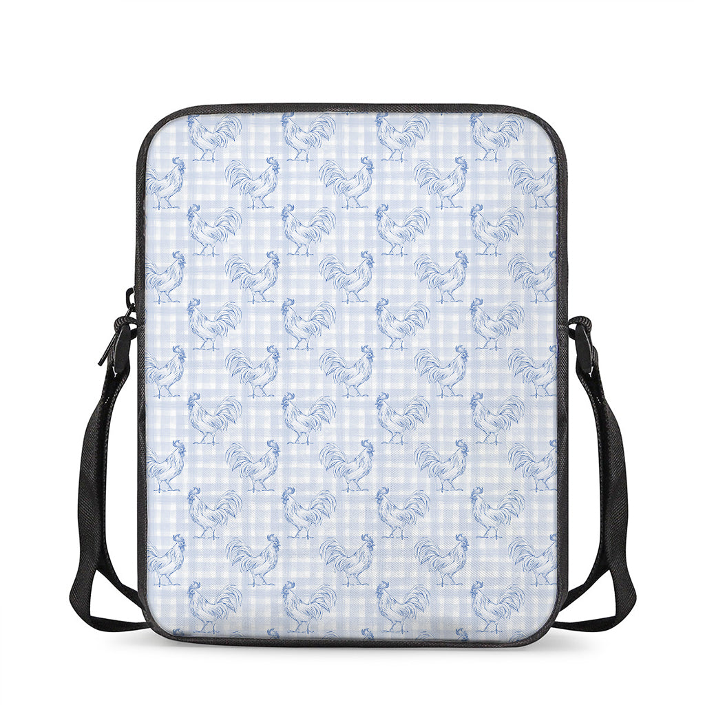 Rooster Plaid Pattern Print Rectangular Crossbody Bag