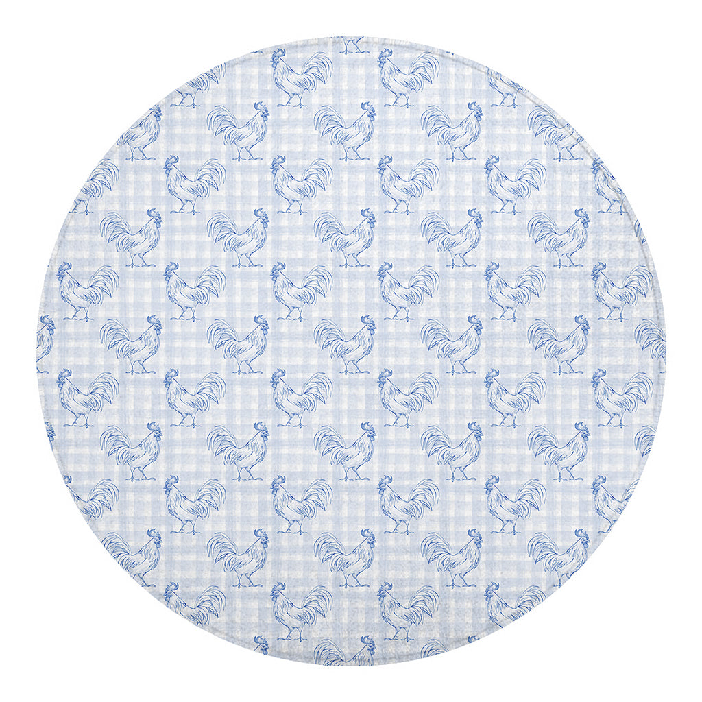 Rooster Plaid Pattern Print Round Blanket