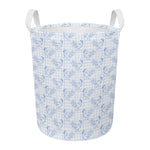 Rooster Plaid Pattern Print Round Laundry Basket