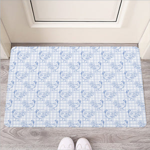 Rooster Plaid Pattern Print Rubber Doormat