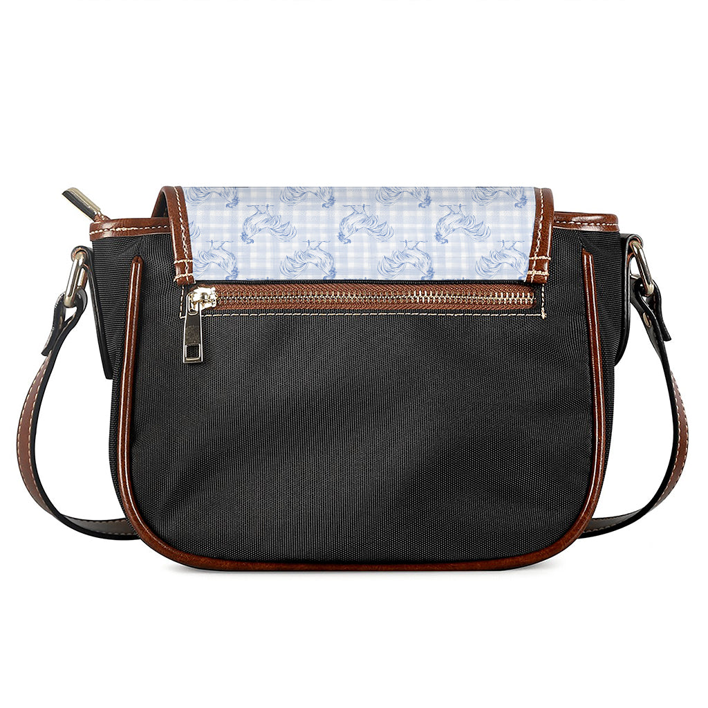 Rooster Plaid Pattern Print Saddle Bag