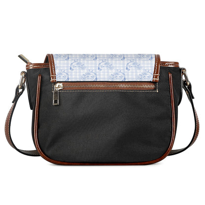 Rooster Plaid Pattern Print Saddle Bag