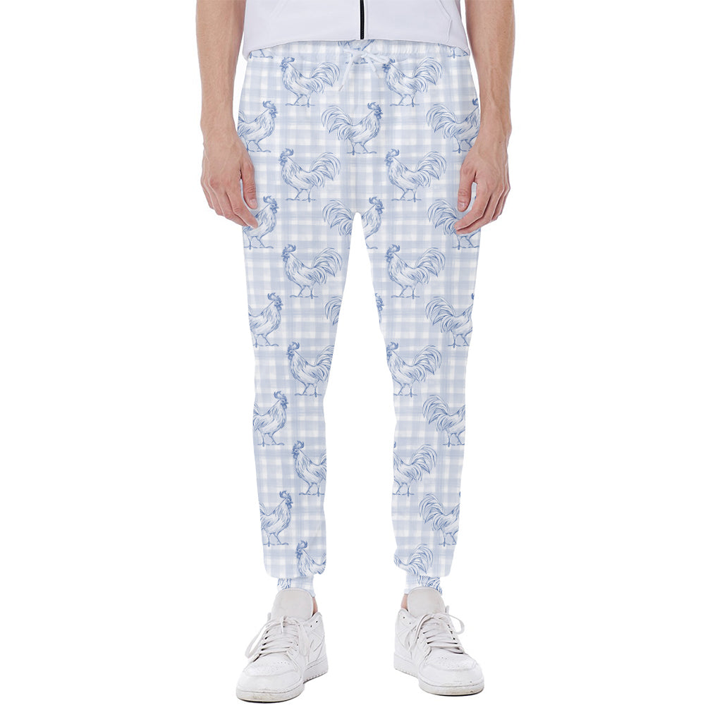 Rooster Plaid Pattern Print Scuba Joggers