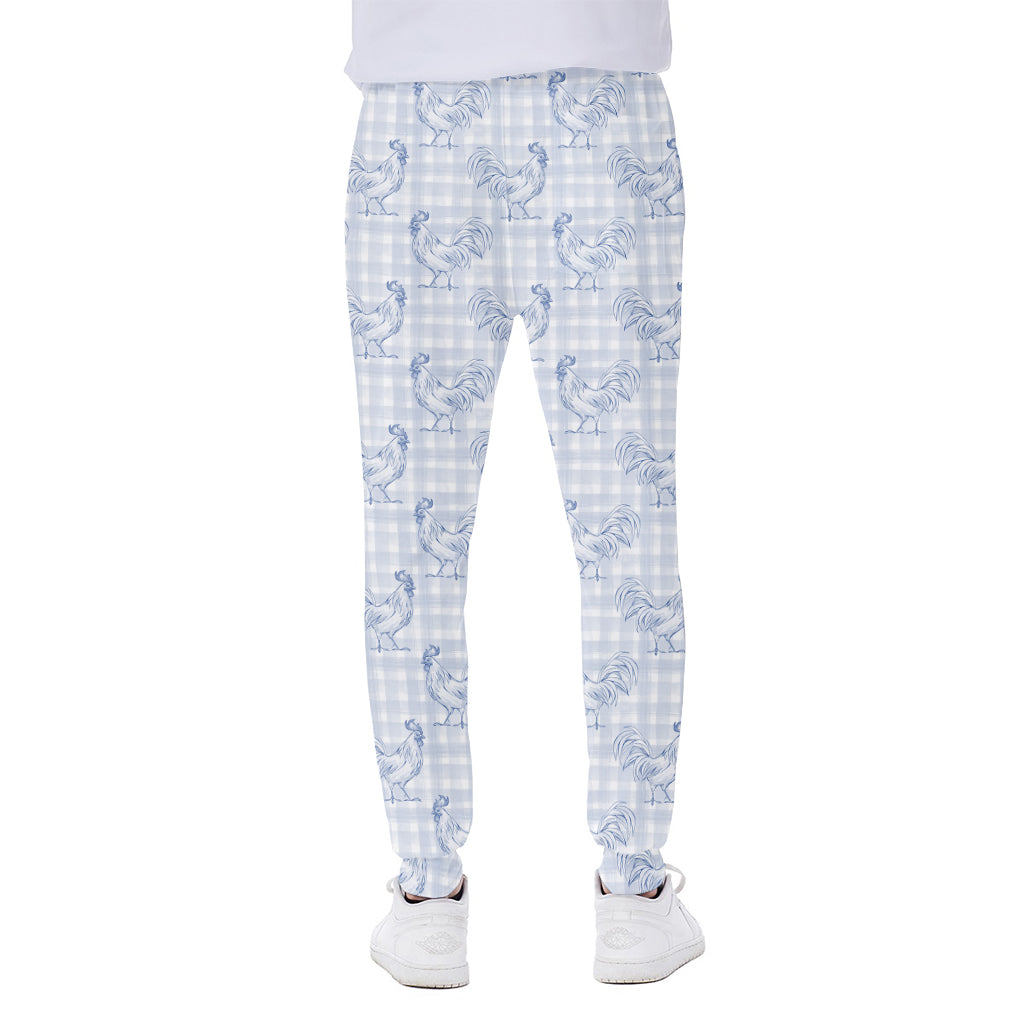 Rooster Plaid Pattern Print Scuba Joggers