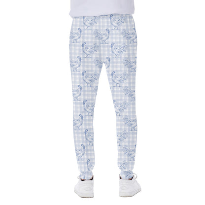 Rooster Plaid Pattern Print Scuba Joggers