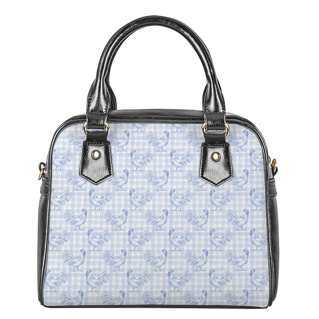 Rooster Plaid Pattern Print Shoulder Handbag