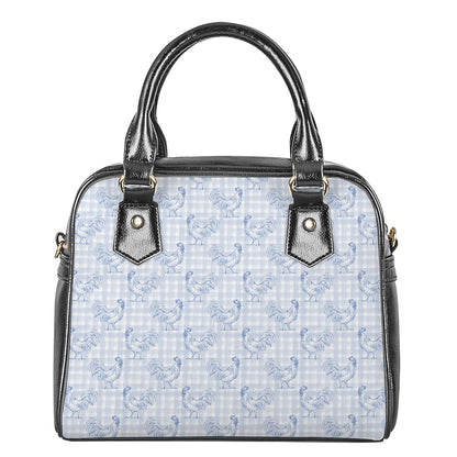 Rooster Plaid Pattern Print Shoulder Handbag